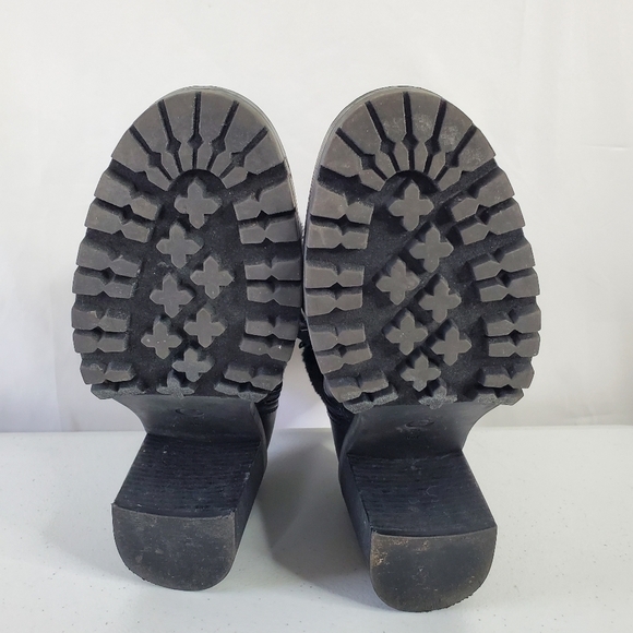 Guess Galway Leather Faux Fur Ankle Boot Size 10 Black Combat Bootie Lug Sole - Picture 7 of 15